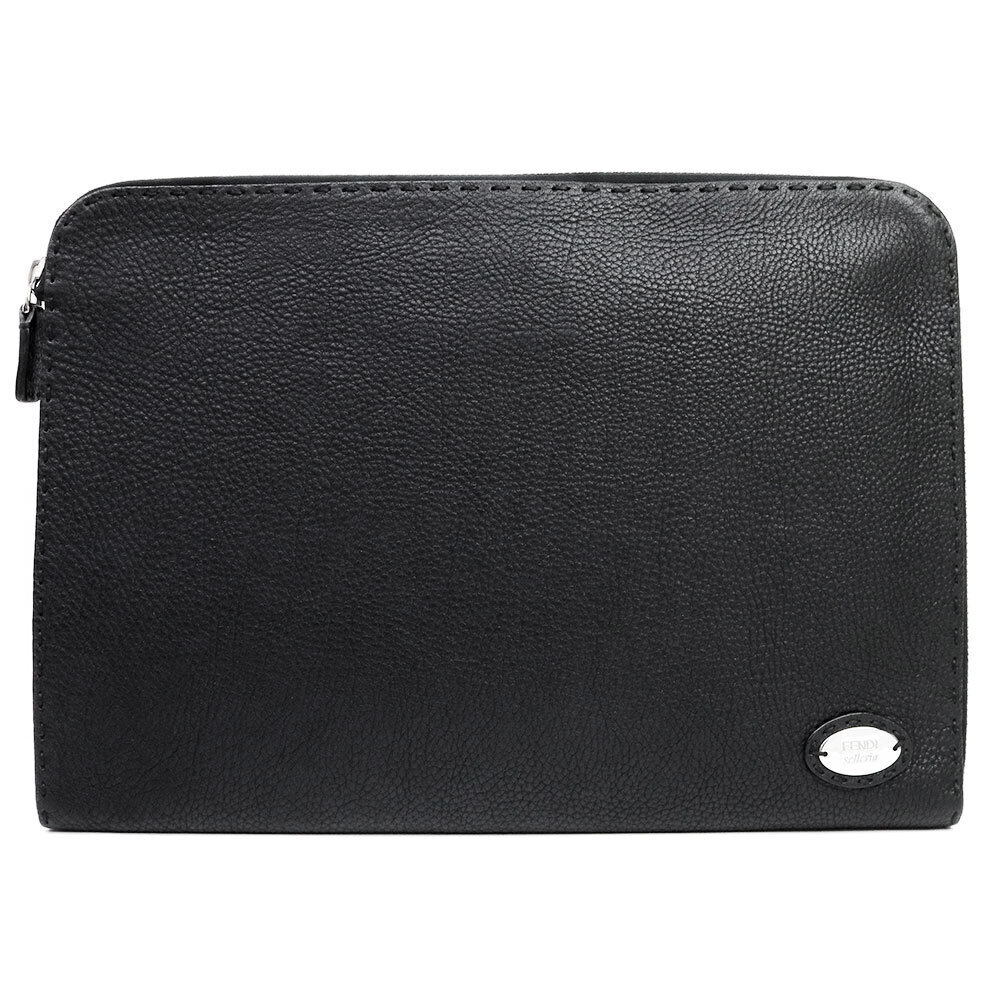 Fendi Selleria Case Calfskin Black Shoulder Bag Leather
